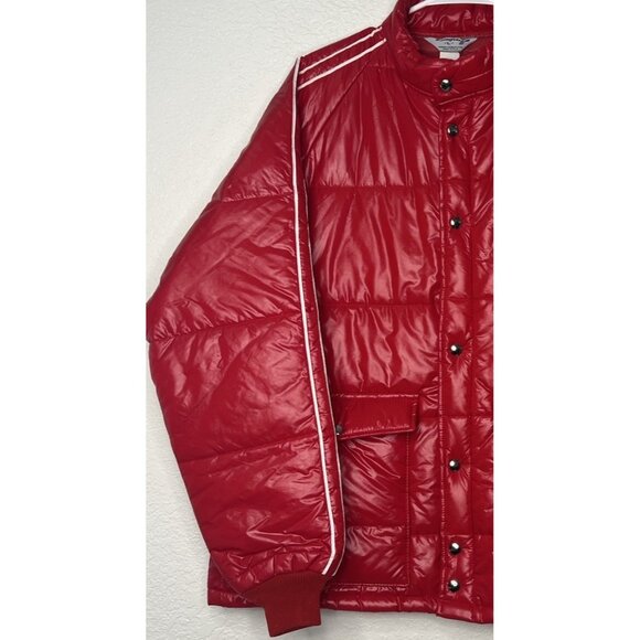 VTG Swingster Puffer Style Coat Red Sz L Made USA  RJ CORMAN Railroad Patch - Picture 3 of 16